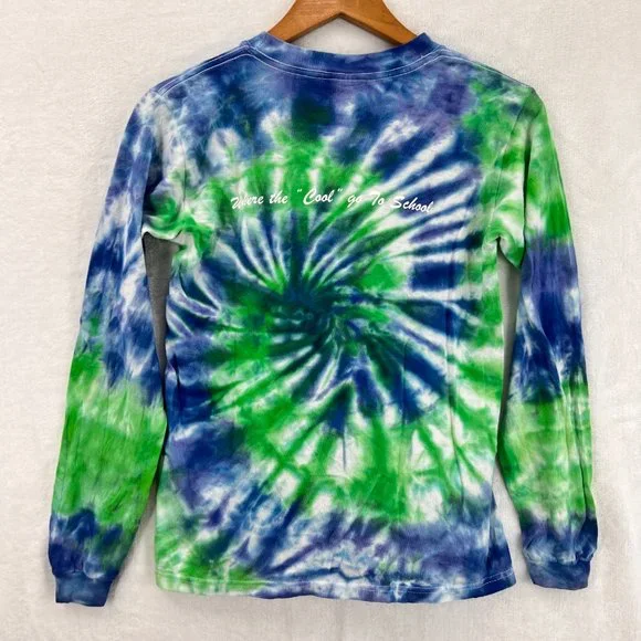 Vintage Anvil Youth Tie Dye Wolf Creek Long Sleeve Wildcats 2000's T-Shirt L - Picture 8 of 10